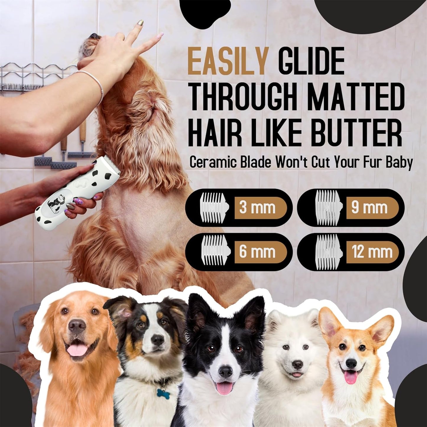 Dog Clippers Grooming Kit, Quiet Cordless Dog Trimmer, Small Electric USB Rechargeable Pet Grooming Clippers Tools for Dog Cat, Waterproof Shaver for Cats