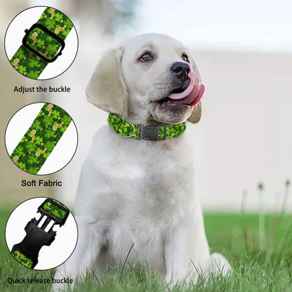 Shamrock Gold Coin St Patrick's Day Dog Collar Soft Pet Collars for Small Medium Large Breed Dogs Cats Puppy Kitten Terrier