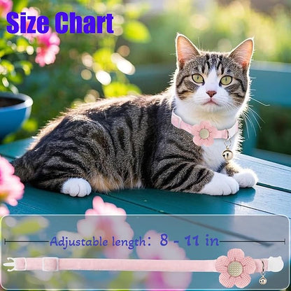 Breakaway Cat Collars with Bells, MUZIEBA Kitten Collar for Girl Boy Adjustable Safety Kitty Collars for Cats Puppy and Small Pets (Purple + Yellow)