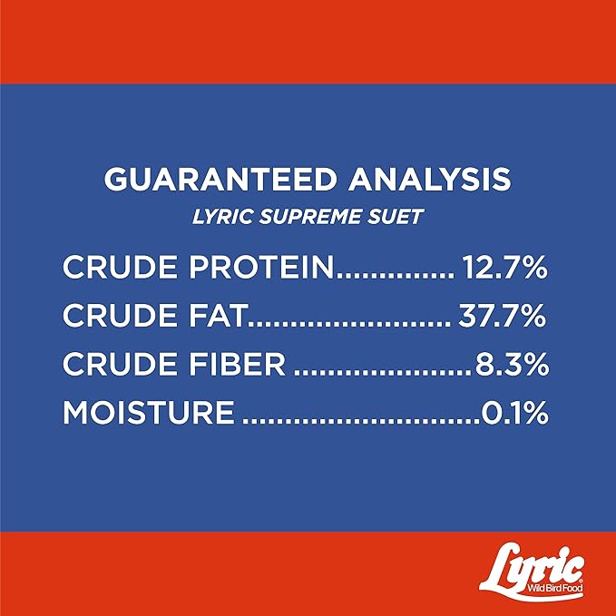 Lyric Supreme Wild Bird Seed Suet Cakes for Wild Birds, 12 oz. (12 Pack)