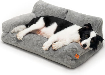 MEWOOFUN Cat Bed for Indoor Cats, Washable Dog Beds for Small Medium Dogs & Cats, Fluffy Cat Couch with Non-Slip Bottom (Grey, 33.5" L x 25.6" W x 11.5" Th)
