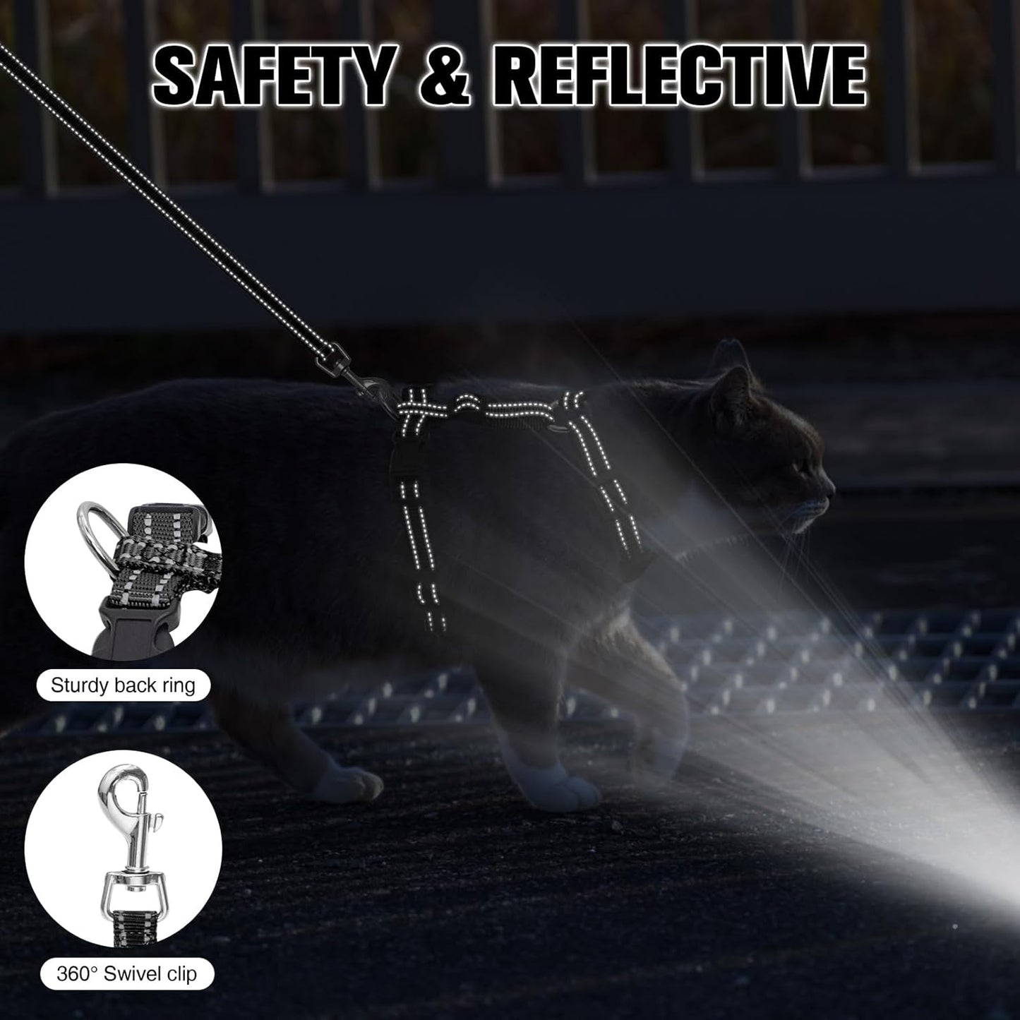 BEAUTYZOO Cat Harness and Leash Set for Walking Escape Proof, Neck Release Adjustable Harness for Kitten Puppy Small Medium Large Cats, Soft Cute Easy Control Small Cat Harness for Cats Boy and Girls