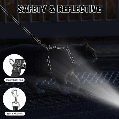 BEAUTYZOO Cat Harness and Leash Set for Walking Escape Proof, Neck Release Adjustable Harness for Kitten Puppy Small Medium Large Cats, Soft Cute Easy Control Small Cat Harness for Cats Boy and Girls