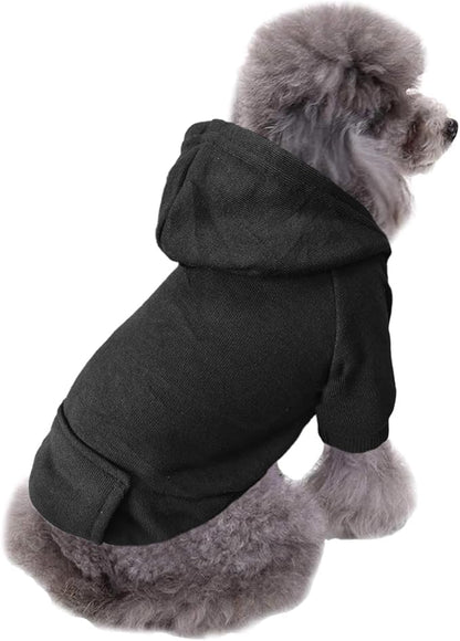 Jecikelon Winter Dog Hoodie Sweatshirts with Pockets Warm Dog Clothes for Small Dogs Chihuahua Coat Clothing Puppy Cat Custume (Black, X-Large)