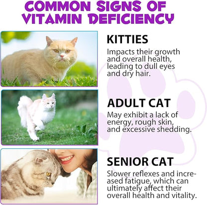 Cat Multivitamin, 15 in 1 Cat Vitamins Liquid Drops, Supports Immune Health, Promotes Joint, Skin and Coat Health, Cats Vitamin and Supplements with Glucosamine & Cranberry 2 fl oz