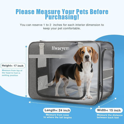 Extra Large Pet Cat Carrier with Wheels, Rolling Pet Carrier for 2 Cats or Medium Dog, 24" X 15" X 17" Portable Dog Cat Crate for Large Cat, Support up to 40 Lbs, Grey