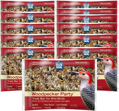 Blue Seal Woodpecker Suet Treat Bars for Wild Birds - No Mess Suet Feed, Food for Woodpeckers, Cardinals, Sparrows & More - 8 oz Bird Seed Cakes (Pack of 12)