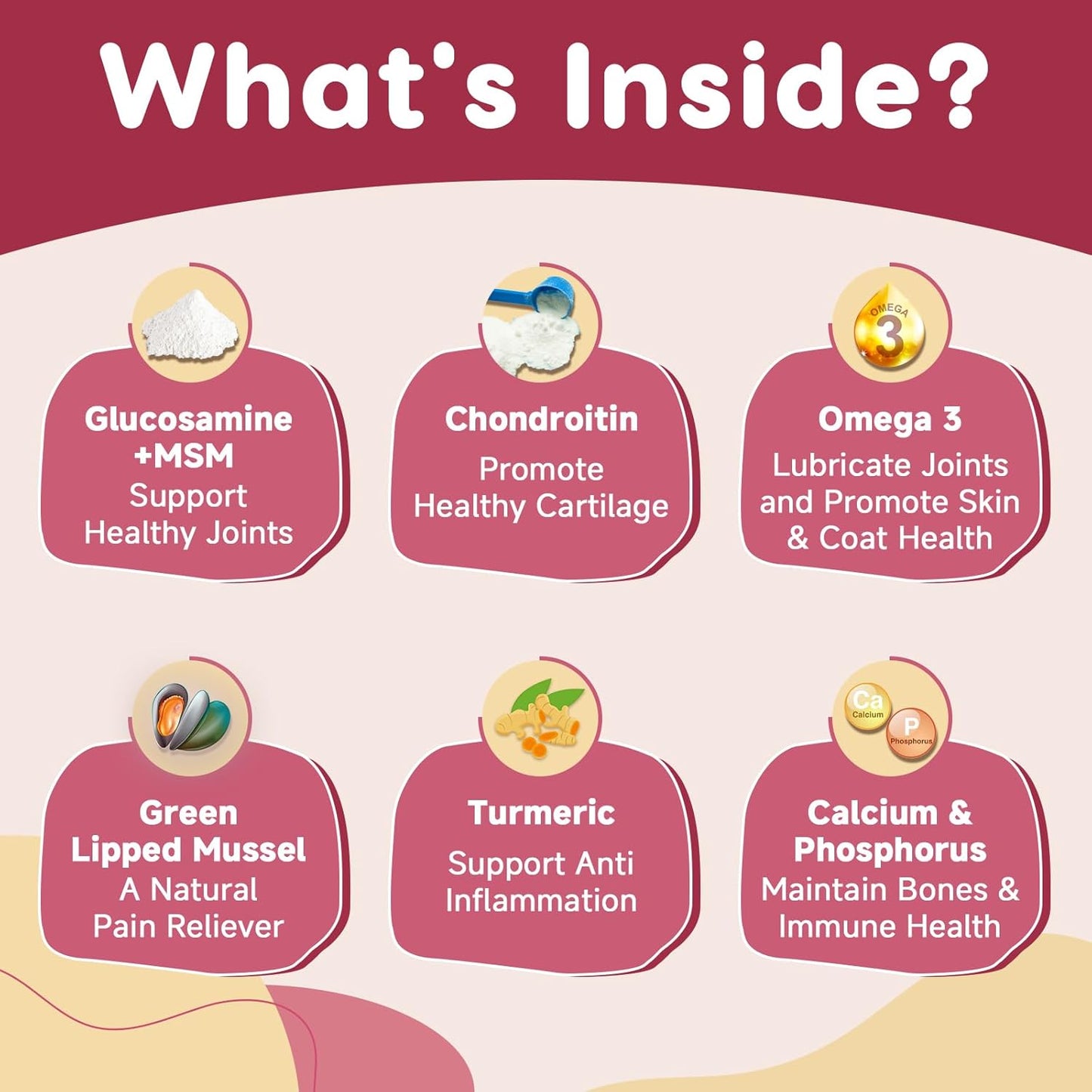 Glucosamine for Dogs - Joint Supplement for Dogs with Chondroitin, MSM, Omega 3, Hemp, Turmeric for Dog Joint Pain Relief, Dog Joint Supplement with Calcium Support Cartilage & Bone Health, 180 Chews