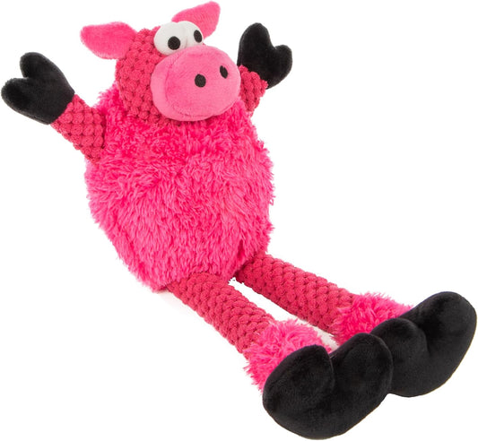 goDog Checkers Skinny Pig Tough Plush Toy with Chew Guard Technology, Durable Checkered Fabric & Squeaker for Active Play, Small