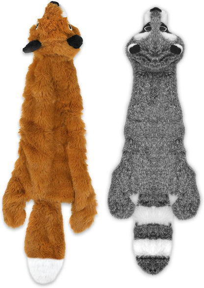 Best Pet Supplies Squeaky Dog Toys with Soft Durable Fabric for Small, Medium and Large Pets Interactive Toy for Indoor Play, Supports Active Biting and Play - Fox, Raccoon, Medium