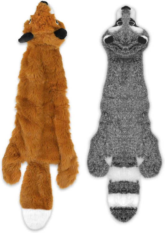 Best Pet Supplies Squeaky Dog Toys with Soft Durable Fabric for Small, Medium and Large Pets Interactive Toy for Indoor Play, Supports Active Biting and Play - Fox, Raccoon, Medium