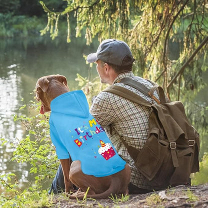 GreenJoy Dog Sweater Dog Hoodie Cold Weather Coat Hooded Sweatshirt for Puppies,Cats, Small Medium Large Dogs (Blue(It's My Birthday), XX-Large)