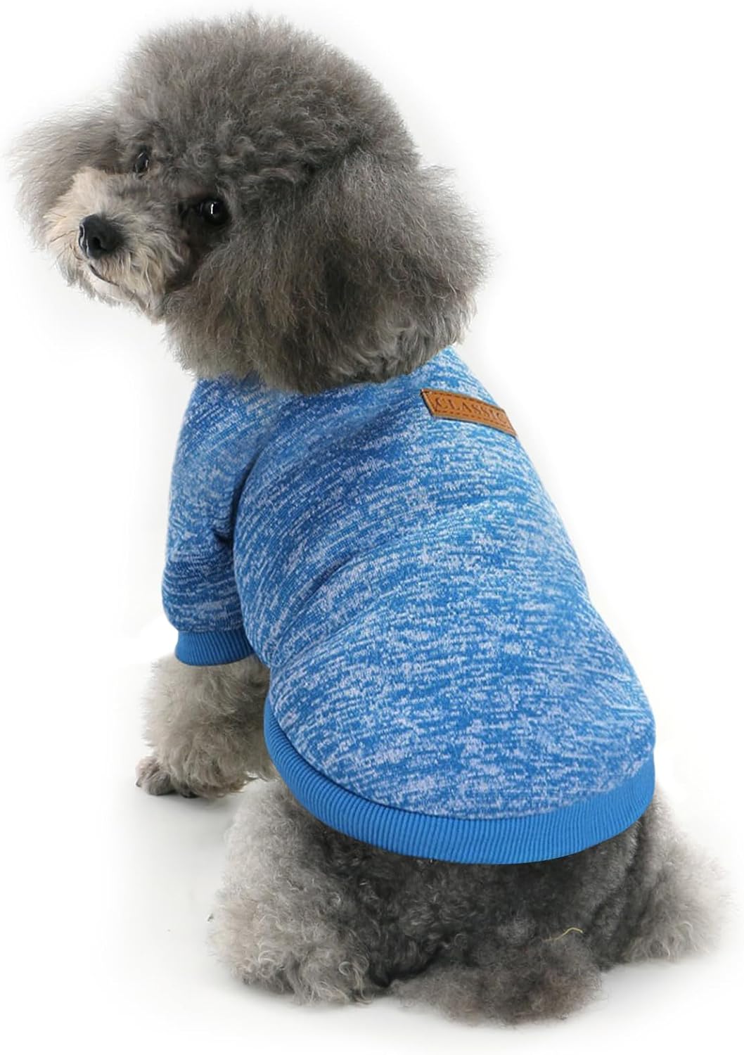Idepet Pet Dog Classic Knitwear Sweater,Fleece Coat for Small,Medium Dog,Warm Pet Dog Cat Clothes,Soft Puppy Customes (XS, Blue)