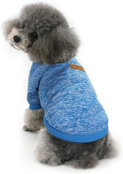 Idepet Pet Dog Classic Knitwear Sweater,Fleece Coat for Small,Medium,Large Dog,Warm Pet Dog Cat Clothes,Soft Puppy Customes (L, Blue)