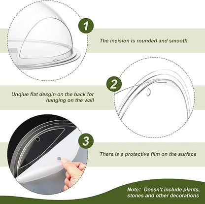 2 Pcs Hanging Wall 1 Gallon Fish Bowls Acrylic Clear Wall Fish Tank for Beta Aquariums Mounted Plant Bubbl Ecosphere Decor