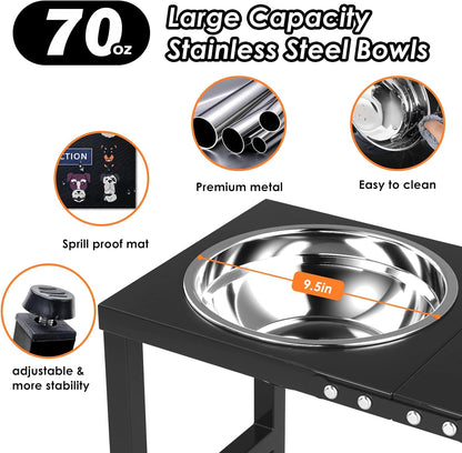 Metal Elevated Dog Bowl for Large 𝐋𝐚𝐫𝐠𝐞 Raised Bowl Stand with Sprill Proof Mat and 2000ML Pet Bowls, Food & Water Bowls 16" Tall Dog Feeder for Large Breed