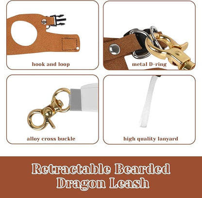 3Pack Bearded Dragon Leash and Harness Set, Bearded Dragon Accessories Clothes Stuff, Adjustable Easy Walk Rat Harness with 6.56 ft, Vest Accessories for Reptile Squirrel Rat Walking (3 Size, Brown)