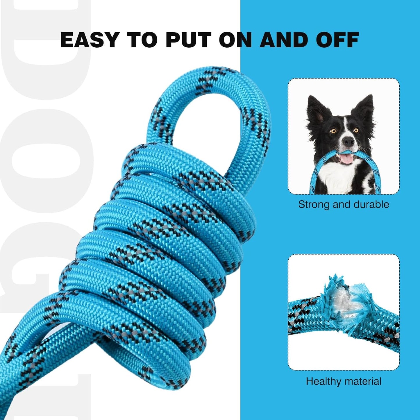 lynxking Slip Lead Dog Leash Reflective, Heavy Duty Comfortable Strong Rope for Large Medium Small Dogs No Pull Pet Training (Light Blue, Small 3/8in x 6ft-Slip Lead)