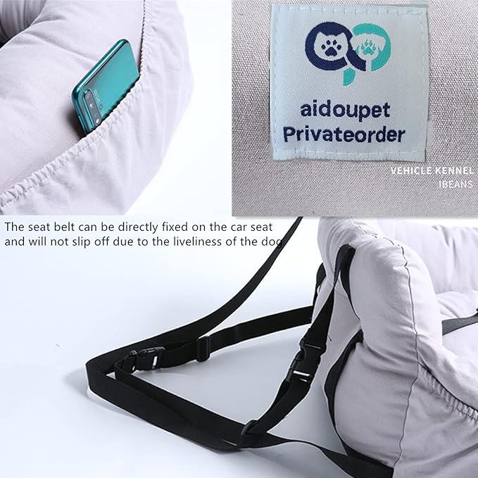 Aidou Dog Booster Seat for Small to Large Dogs & Cats, Pet Travel Safety Seat with Storage & Dual-use Car & Home Bed (Small Pink)