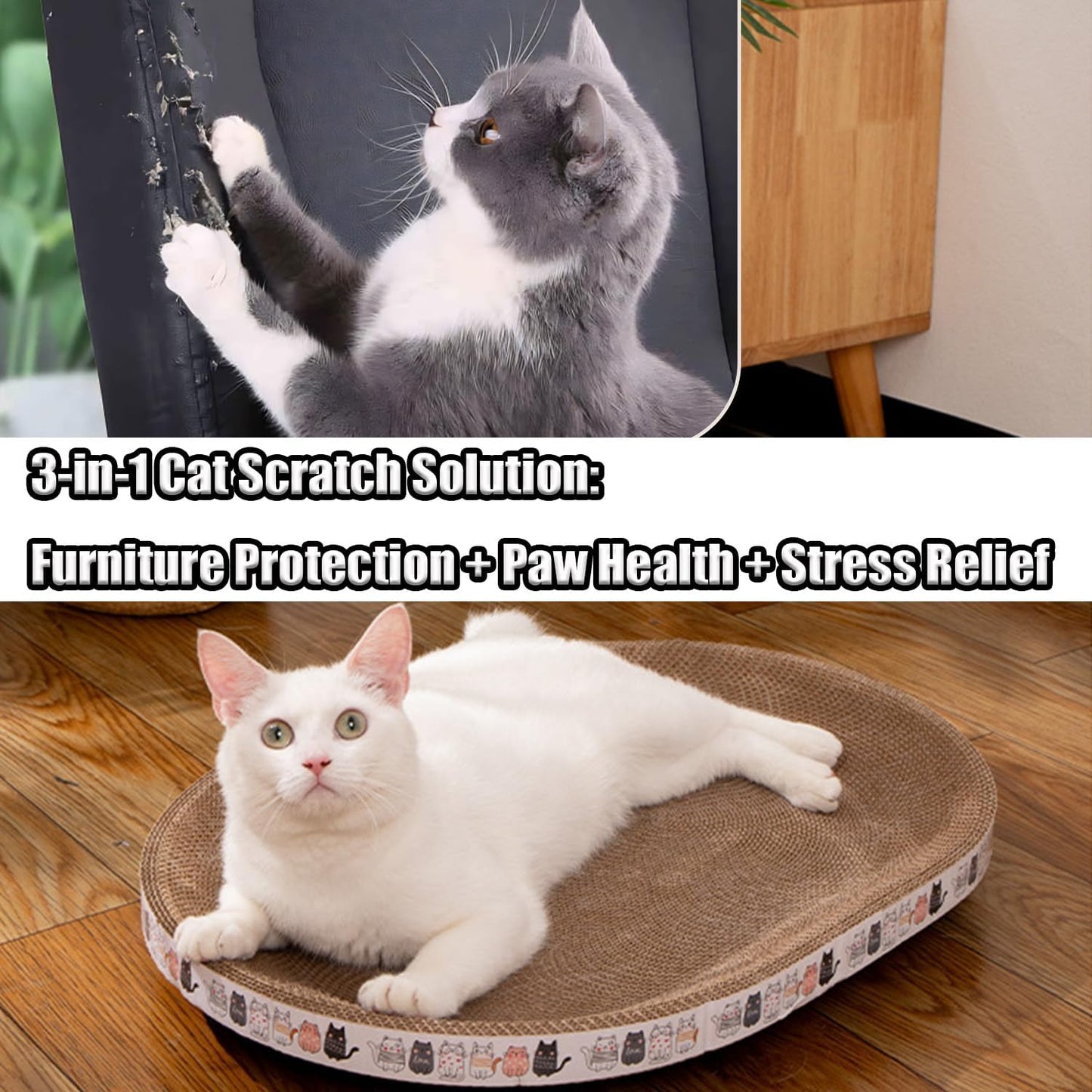 Cat Scratch Pad, 4 Pack Cardboard Cat Scratcher Pad Board Bed Bowl Cat Scratch Bed, Cat Scratcher Bed for Cats Grinding Claw Furniture Protector Indoor