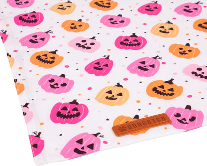 ADOGGYGO Halloween Dog Bandana, Pink Pumpkin Ghost Pet Scarf, Premium Durable Fabric, Adjustable Fit Female Halloween Bandanas for Medium Large Dogs Pets (Large)