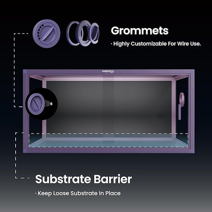 50 Gallon Bearded Dragon Tank, Reptile Enclosure for Easy Maintenance, Front Opening Reptile Tank with Top Screen Ventilation & Glass Sliding Door 36''x18''x18''
