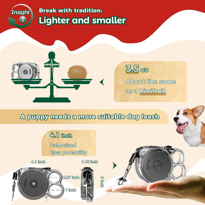 10ft Retractable Dog Leash for Small Dogs, Puppies, and Cats, 360° Tangle-Free, One-Handed Brake, Applicable to Pets of Small Size