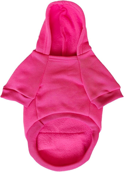 Jecikelon Winter Dog Hoodie Sweatshirts with Pockets Warm Dog Clothes for Small Dogs Chihuahua Coat Clothing Puppy Cat Custume (Rose red, Large)