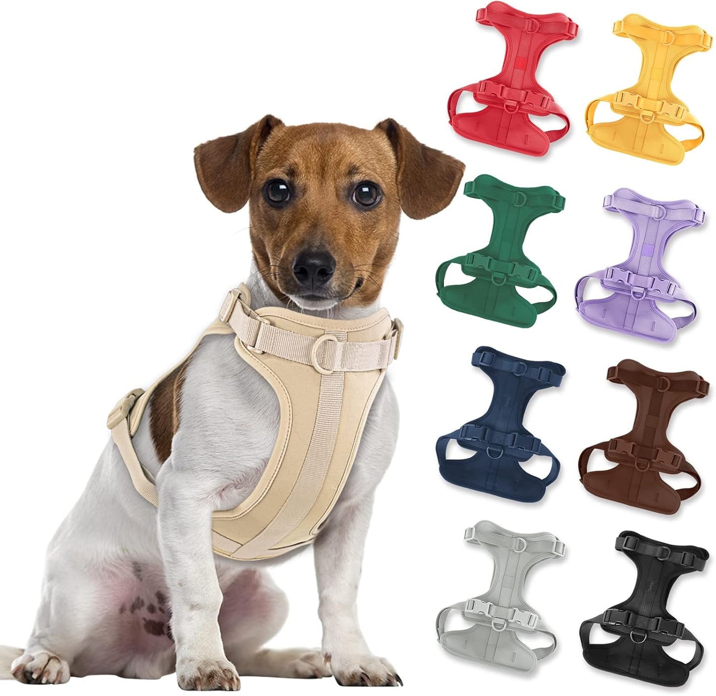 No Pull Lightweight Dog Harness: Adjustable Durable Breathable Mesh Pet Vest Harness with Soft & Comfortable Cushion, for Small Medium Large Dogs (Medium, Sand Color)