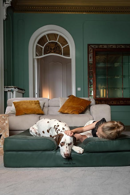 NOAH & PAW XL Dog Bed, 45x35x11 Inch, Orthopedic Large Dog Beds, Eggshell Memory Foam Infused with Cooling Gel, Inner Cover, Waterproof, Machine Washable (Faux Leather Sofa Collection)