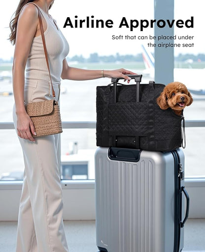 Pecute Dog Purse Carrier, Dog Carrier with Pockets for Small Dogs, Fits Dogs 7 lbs to 13 lbs, Cat and Puppies Tote Bag, Outing, Travel, Vet, XL,16.9" L x 7.9" W x 13.8" H, Black