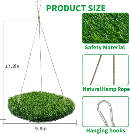 FlidRunest Large Bird Foraging Mat Toys, Natural Bird Grass Hammock Swing Toy with Hooks, Climbing Perch Hanging Toy for Parakeets, Parrot, Cockatiels, Bearded Dragon, Snake