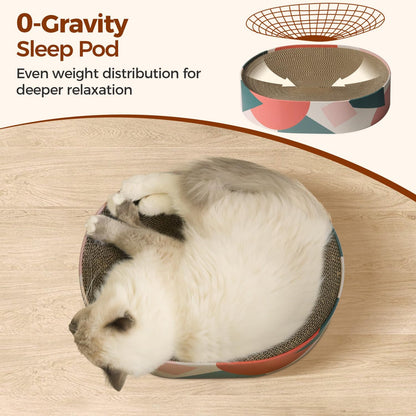 ComSaf Cat Scratcher Cardboard Bed Lounge Couch for Indoor Cats Oval Shape 17"x13", Kitty Cat Scratching Pad Recycle Corrugate Scratcher Long Lasting Furniture