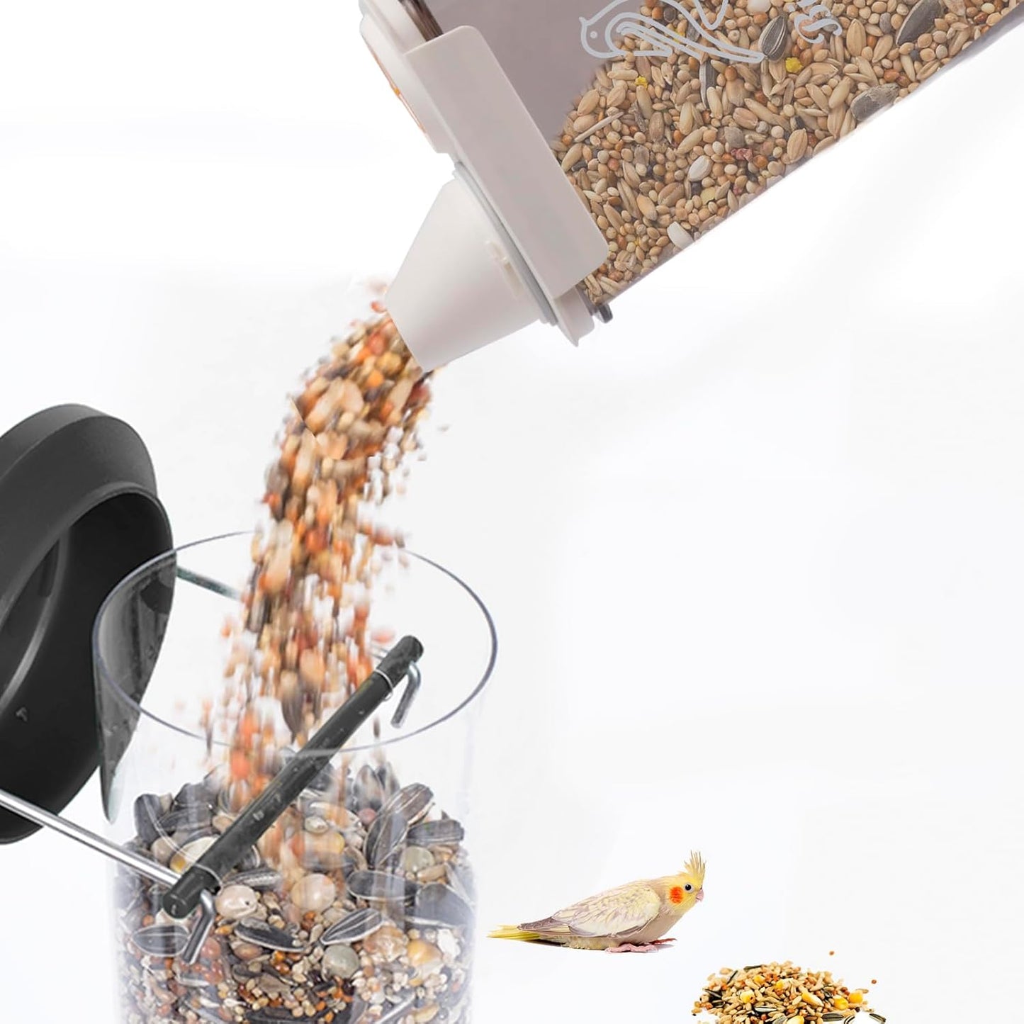 Bird Seed Storage 2L Airtight Pet Food Storage Containers Plastic Bird Food Container with Measuring Cup BPA Free Dog Food Containers for Dry Food Leakproof Seed Storages Container,Cat Bird