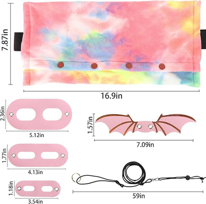 Esmorah Bearded Dragon Carrier and Leash Harness with Wings, Small Animal Sling Carrier and Reptile Carrier, Lizard Adjustable Harness and Sling Bag for Outdoor Travel Walking Rest