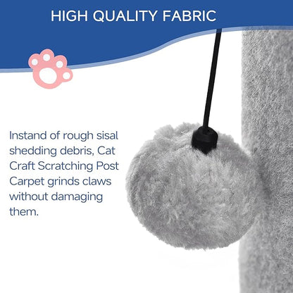Cat Scratching Post Carpet Scratching Post 40" for Indoor Cats, Tall Cat Scratch Post, Carpet Cats Scratcher with Replaceable Toys, Sturdy Base, Large, Light Gray