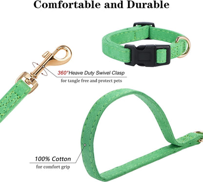 No Pull Dog Harness- Lightweight, Soft, Adjustable Small Harness Collar and Leash Set, Suitable for Cats Puppy Small and Medium-Sized Dog Outdoor Training and Running (Green, S)
