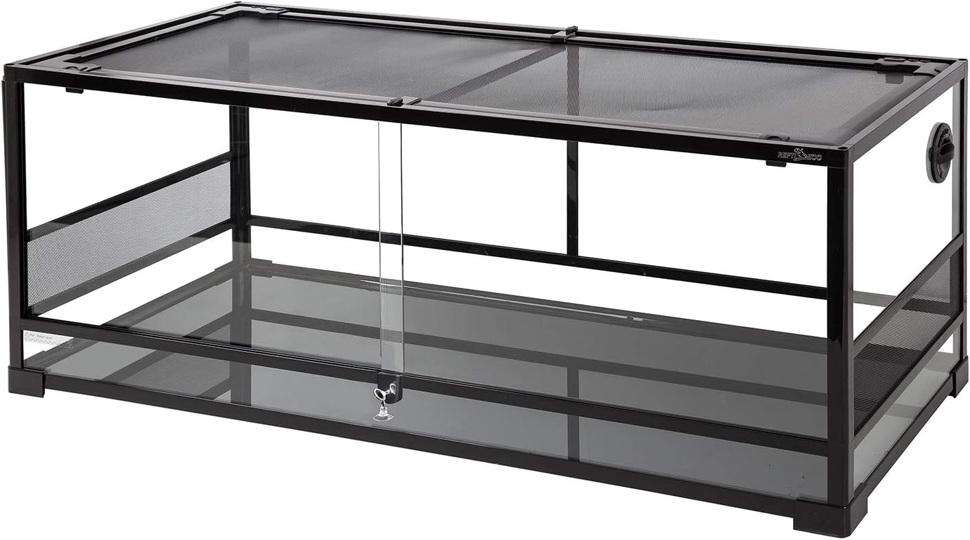 REPTI ZOO 67Gallon Reptile Large Terrarium Upgrade Glass Front Opening Tank Sliding Door with Screen Ventilation Reptile Terrarium About 48" x 18" x 18"(Knock-Down)