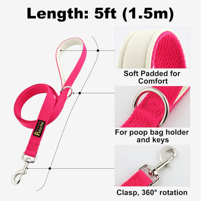 Plutus Pet Cotton Dog Harness and Leash Set, Reflective and Soft Padded, Quick Fit Vest Harness, for Small, Medium and Large Dogs, Hot Pink, XXS