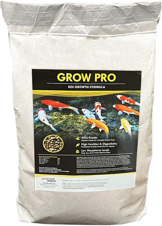 HALF OFF PONDS Grow Pro Koi and Goldfish Food with High-Protein Growth Formula 10 lb Bag - KOIGP-010