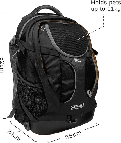 Kurgo G-Train Dog Carrier Backpack - Comfortable Travel Bag for Pets Up to 25 lbs - Waterproof Bottom - Multi-Compartment Pack - Dog Hiking Gear - Rugged Adventure Backpack - Navy Blue