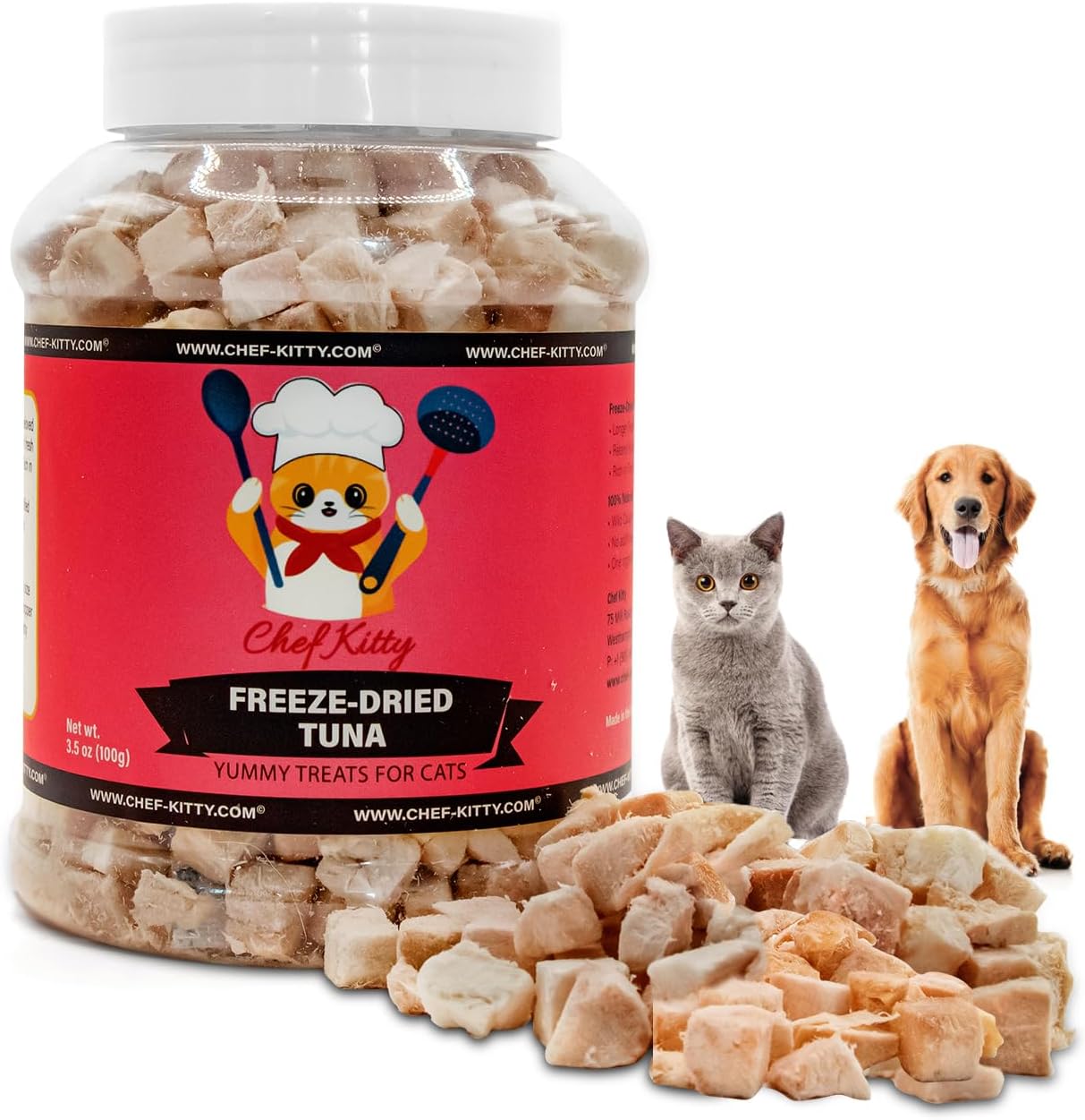 Freeze-Dried Tuna Treats for Cats & Dogs – 100% Wild Caught, Single Ingredient, High-Protein, Healthy Snack – No Additives or Preservatives – 3.5oz - Inspected & Tested in USA