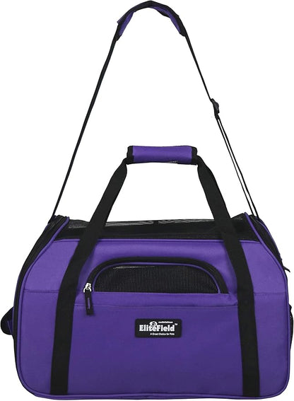 EliteField Soft Sided Pet Carrier (3 Year Warranty, Airline Approved), Multiple Sizes and Colors Available (Medium: 17" L x 9" W x 12" H, Purple)