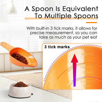 Dog Food Scoop-Melamine Pet Food Measuring Cup - 1 Cup 1/2 Cup 1/4 Cup Dog Cat Bird and Rabbit Food Feeding Scoop Dishwasher Safe - Orange