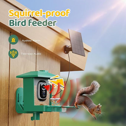 Bird Feeder with Camera Outdoor Solar: Smart Birdfeeder with AI Recognition - 2K HD Live Stream Video Camera for Outside Wild Birds Garden Decor - Bird Lover Gifts