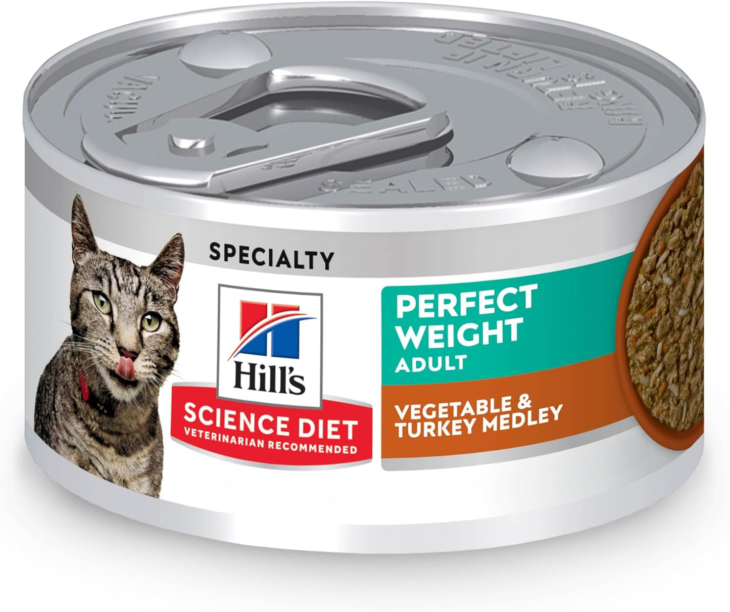 Hill's Science Diet Perfect Weight, Adult 1-6, Weight Management Support, Wet Cat Food, Turkey & Vegetables Stew, 2.9 oz Can, Case of 24