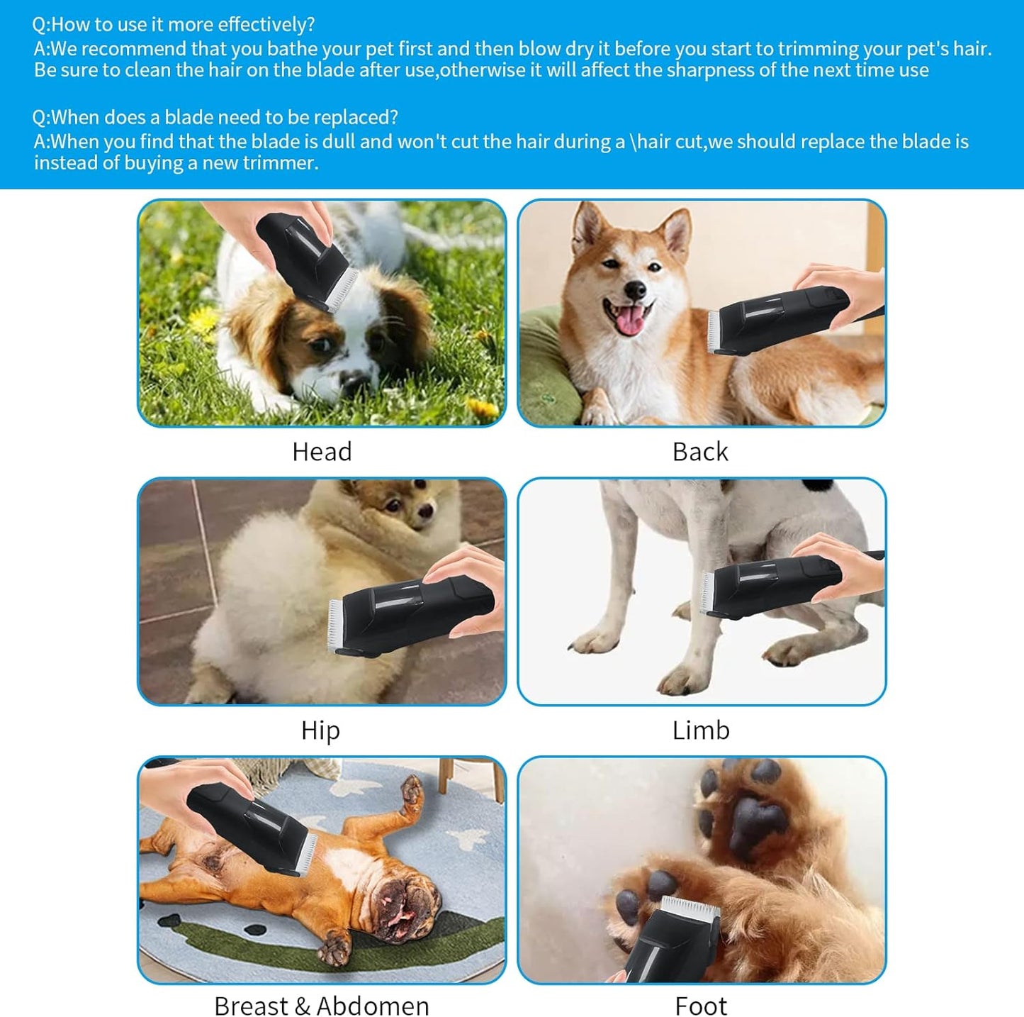 8 Pack Detachable Pet Dog Grooming Replacement Ceramic Blades Set Compatible with Andis Pet Clipper/Oster A5/Wahl KM10 Series Dog Clipper