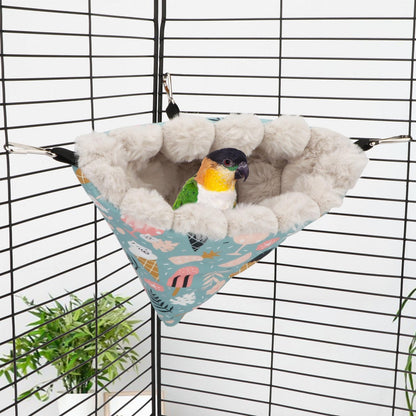 Wontee Bird Nest House Winter Warm Hanging Hammock Bird Bed Snuggle Hut for Parakeets Budgies Caique Conures Cockatiels (Medium, Blue)