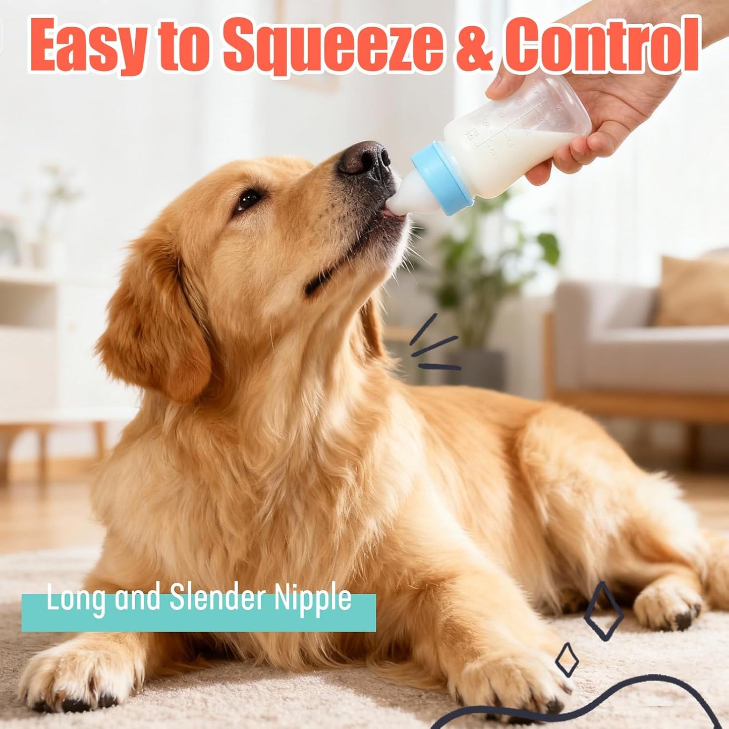 DEMORA Kitten Bottle Feeding Kit, Graduated Nursing Feeding Bottles for Pet Kitten Puppy Hamster Rabbit with Two Kinds of Replaceable Nipples Feeder (Clear, 4 oz)