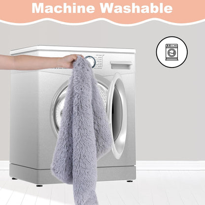 Bedfolks Waterproof Dog Crate Pad, Plush Dog Kennel Bed - Faux Fur, Washable - 35"x23", Solid Light Grey